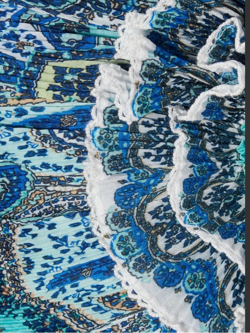 Zimmerman Blue Paisley Cold-Shoulder Ruffle Mini Dress - Picture 12 of 17